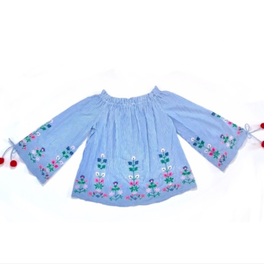 America & Beyond Off Shoulder Floral Seersucker Top NWT